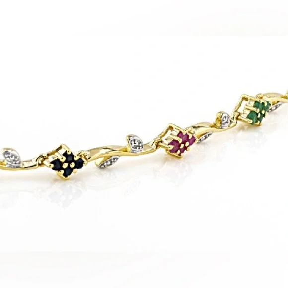 JTV Gold Bracelet with Green, Pink, and Black Accents - Picture 2 of 3